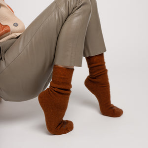 Possum Merino Wool PIHA Socks, Leather Brown