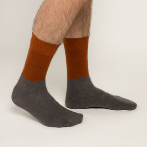 Possum Merino Wool DUNEDIN Double Color Socks, Leather Brown + Poppy Seed Men