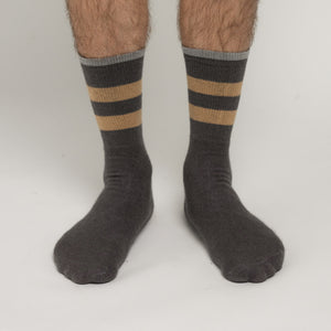 Possum Merino Wool DUNEDIN Three Stripes Socks, Poppy Seed Men