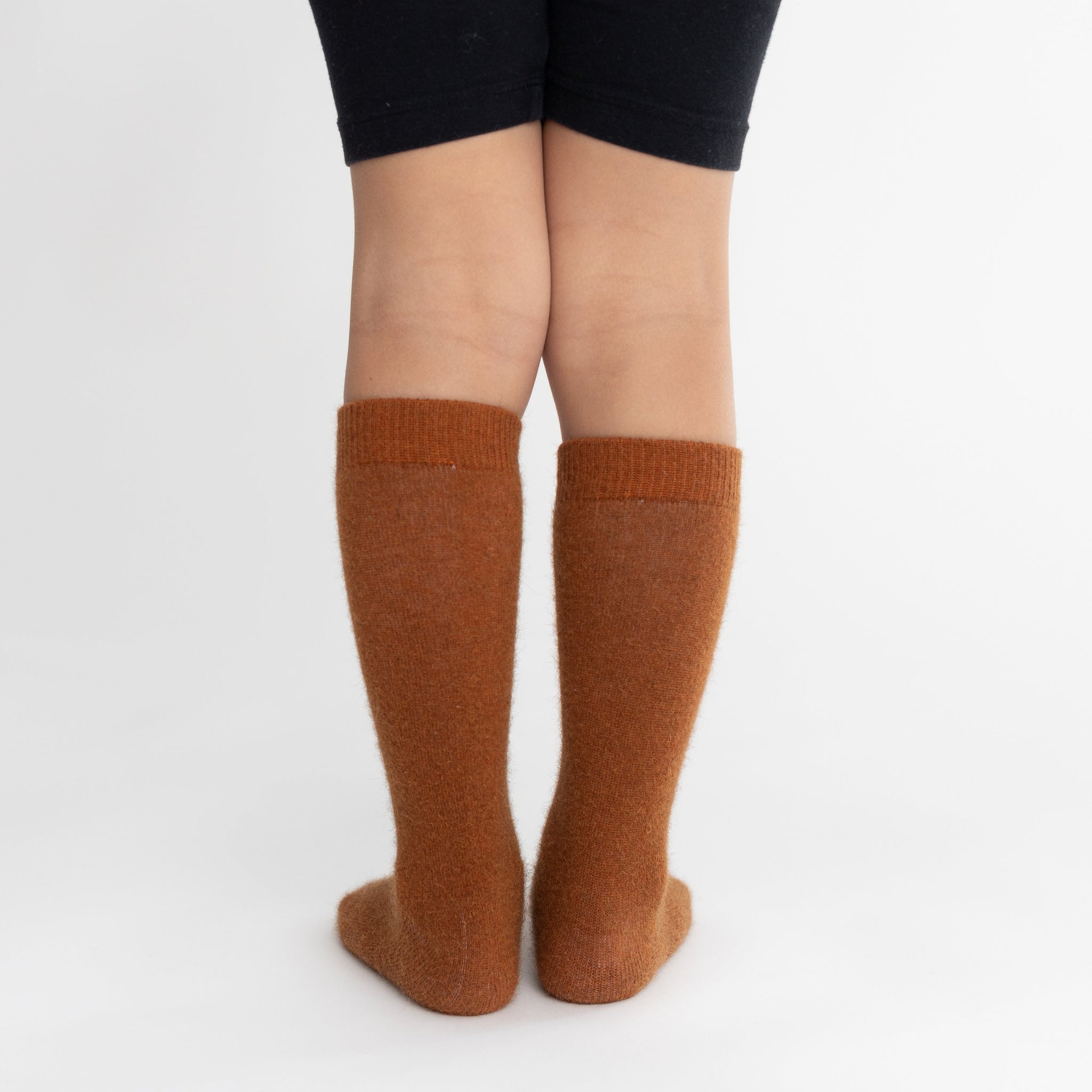 Possum Merino Wool HUKA JUNIOR Socks, Leather Brown