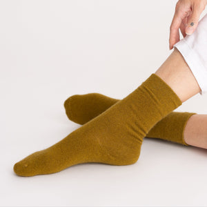 Possum Merino Wool HAMILTON Socks, Ecru Olive