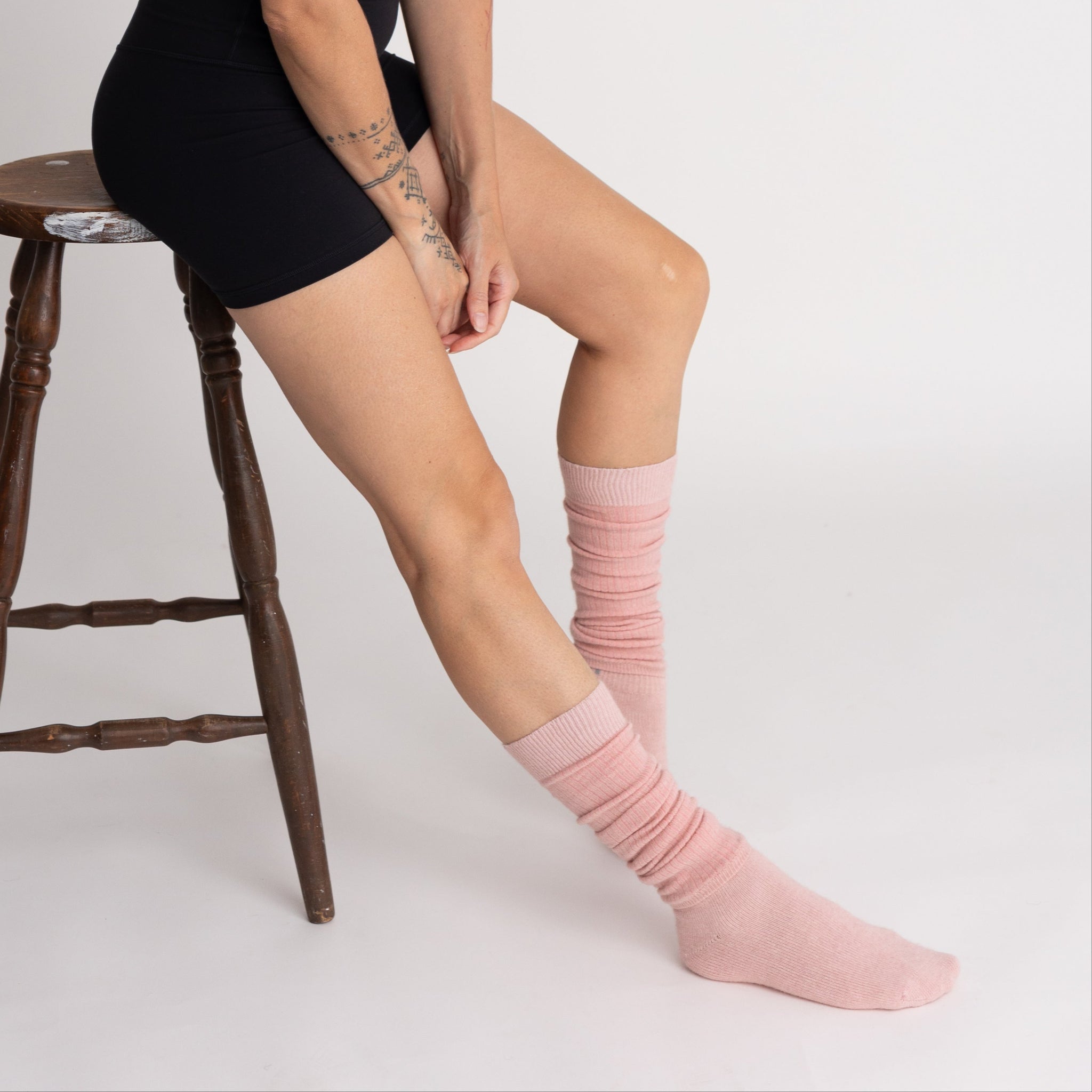 Possum Merino Wool Leg Warmers, Rose Water