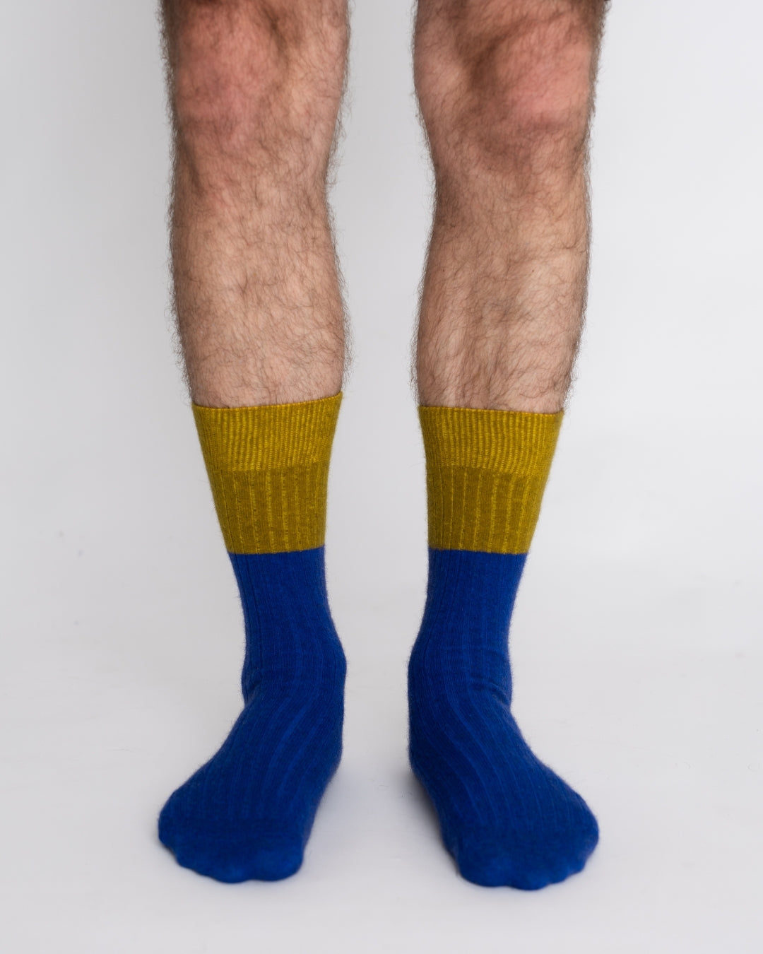 Possum Merino Wool Socks | DUNEDIN | Royal Blue + Ecru Olive | Men