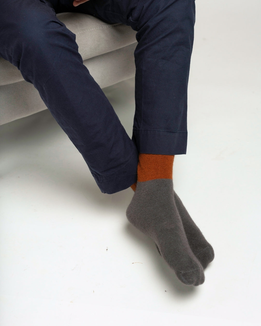 Possum Merino Wool DUNEDIN Double Color Socks, Leather Brown + Poppy Seed Men XL